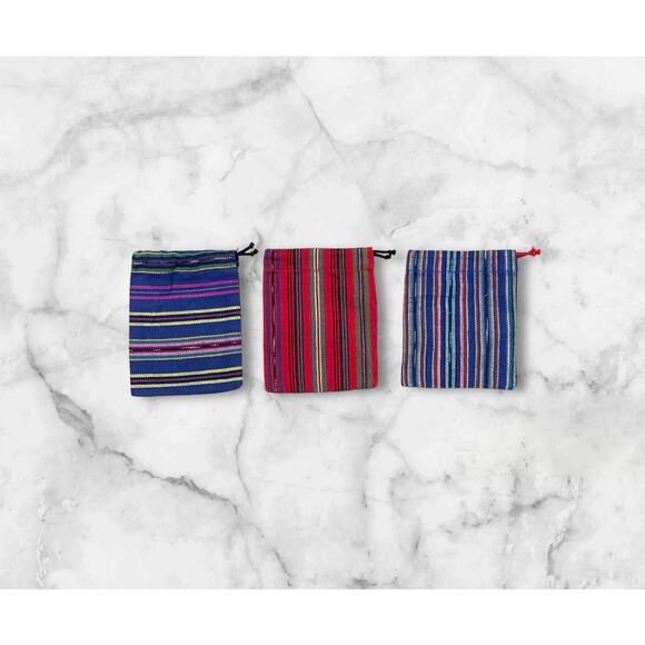 Set of 3 Guatemalan Drawstring Jewelry Coins Pouches - Picture 1 of 7